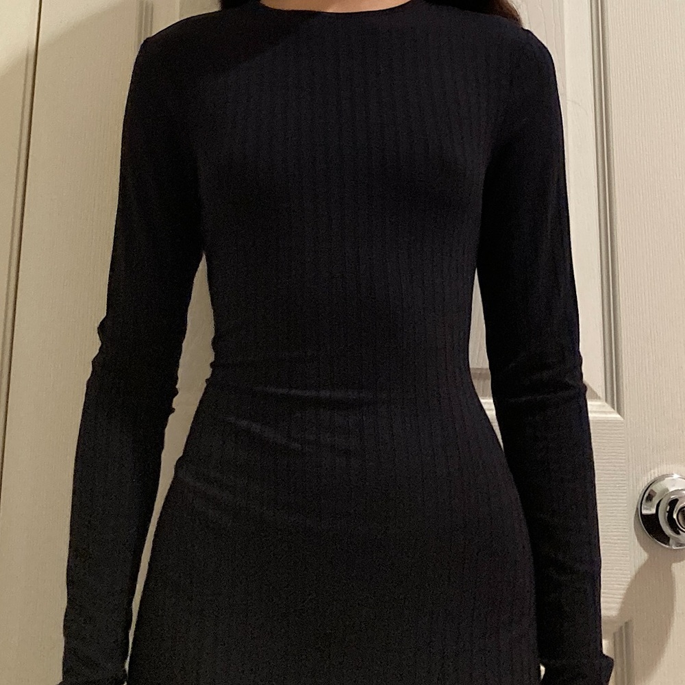 Black MIDI Dress w/ Open Back